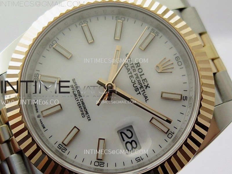 DateJust 41mm 126331 904 SS RG AR+F 1:1 White Dial Stick Markers On SS RG Jubilee Bracelet DD3235 V2