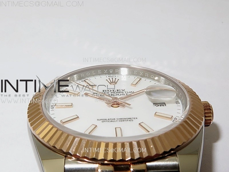 DateJust 41mm 126331 904 SS RG AR+F 1:1 White Dial Stick Markers On SS RG Jubilee Bracelet DD3235 V2