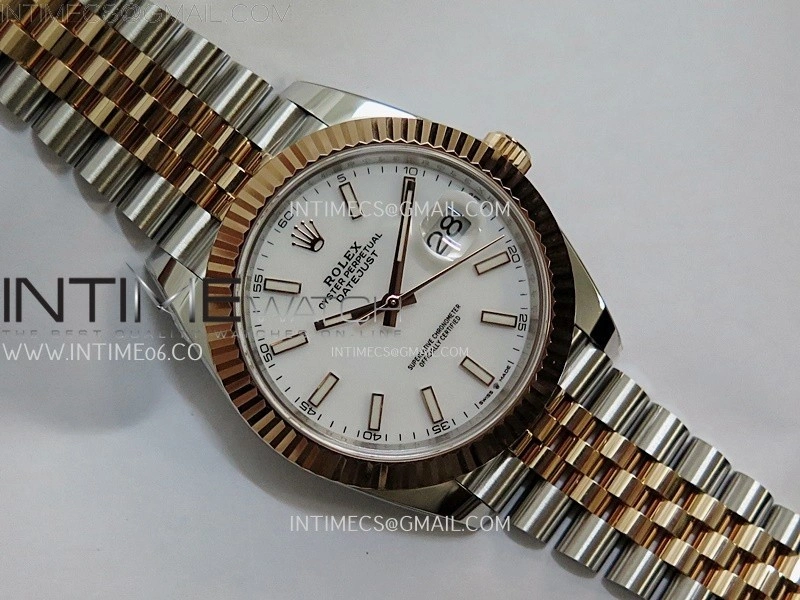 DateJust 41mm 126331 904 SS RG AR+F 1:1 White Dial Stick Markers On SS RG Jubilee Bracelet DD3235 V2
