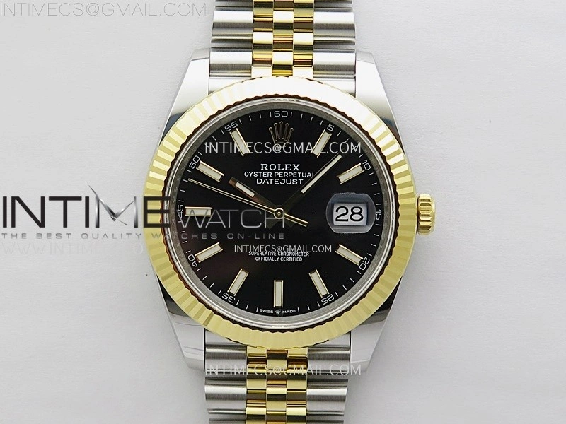 DateJust 41mm 126333 904 SS YG AR+F 1:1 Black Dial Stick Markers On SS YG Jubilee Bracelet DD3235 V2