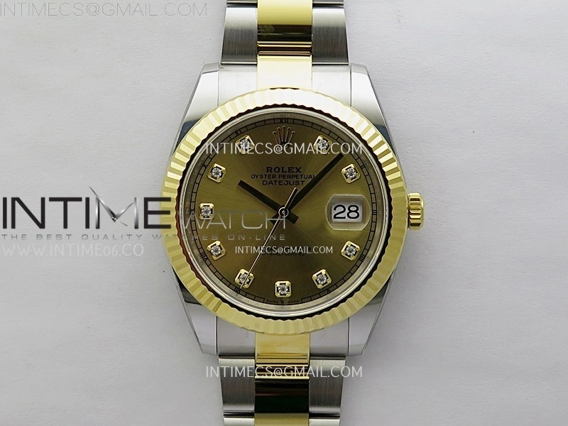 DateJust 41mm 126333 904 SS YG AR+F 1:1 Gold Dial Diamond Markers On SS YG Oyster Bracelet DD3235 V2