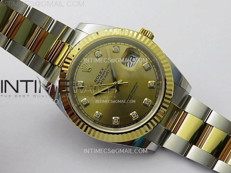 DateJust 41mm 126333 904 SS YG AR+F 1:1 Gold Dial Diamond Markers On SS YG Oyster Bracelet DD3235 V2