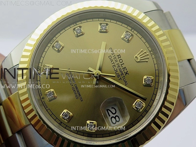 DateJust 41mm 126333 904 SS YG AR+F 1:1 Gold Dial Diamond Markers On SS YG Oyster Bracelet DD3235 V2