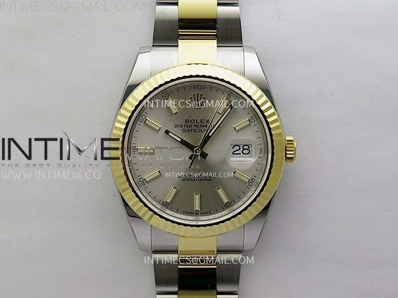 DateJust 41mm 126333 904 SS YG AR+F 1:1 Silver Dial Stick Markers On SS YG Oyster Bracelet DD3235 V2