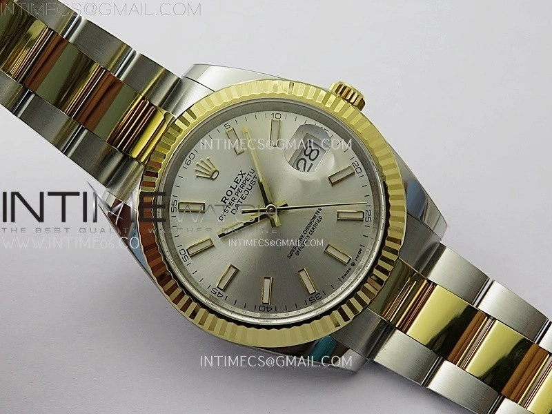 DateJust 41mm 126333 904 SS YG AR+F 1:1 Silver Dial Stick Markers On SS YG Oyster Bracelet DD3235 V2