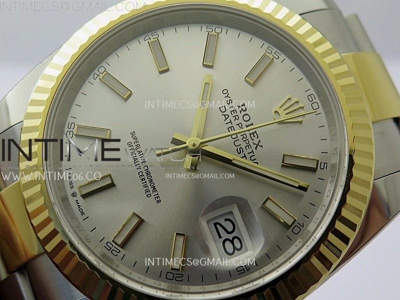 DateJust 41mm 126333 904 SS YG AR+F 1:1 Silver Dial Stick Markers On SS YG Oyster Bracelet DD3235 V2