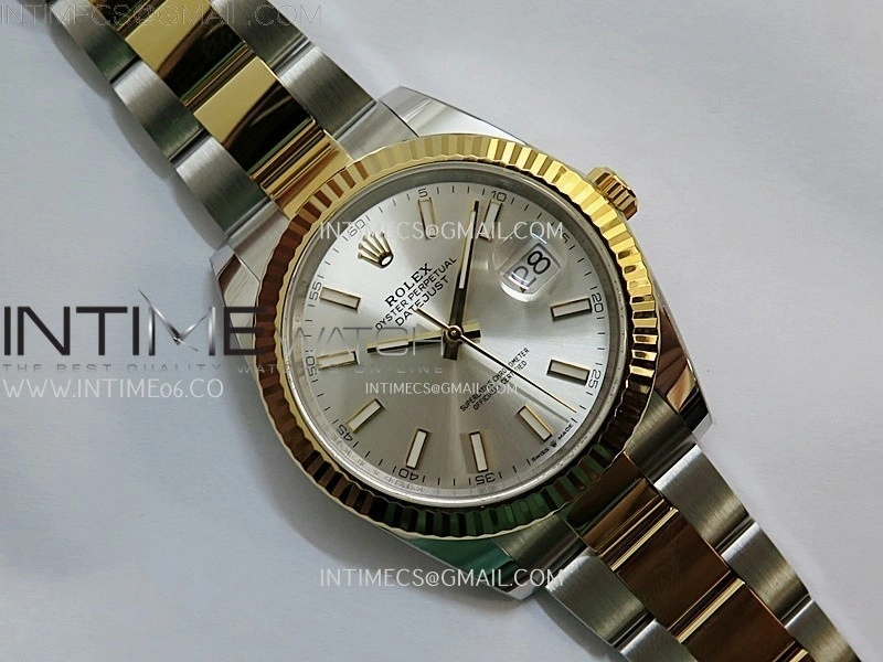 DateJust 41mm 126333 904 SS YG AR+F 1:1 Silver Dial Stick Markers On SS YG Oyster Bracelet DD3235 V2