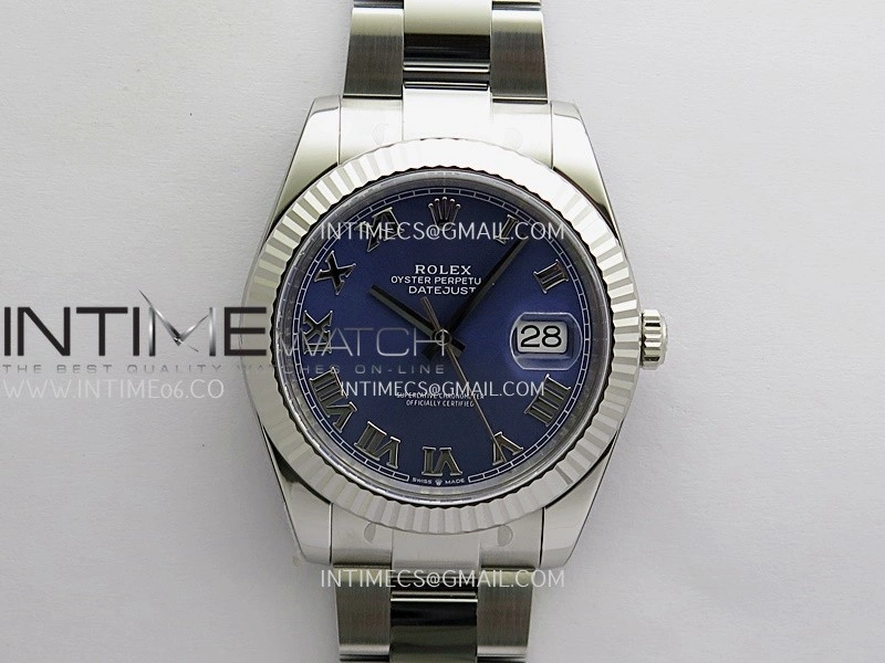 DateJust 41 126334 904L SS VF 1:1 Best Edition Blue Dial Roman Marker On Oyster Bracelet DD3235