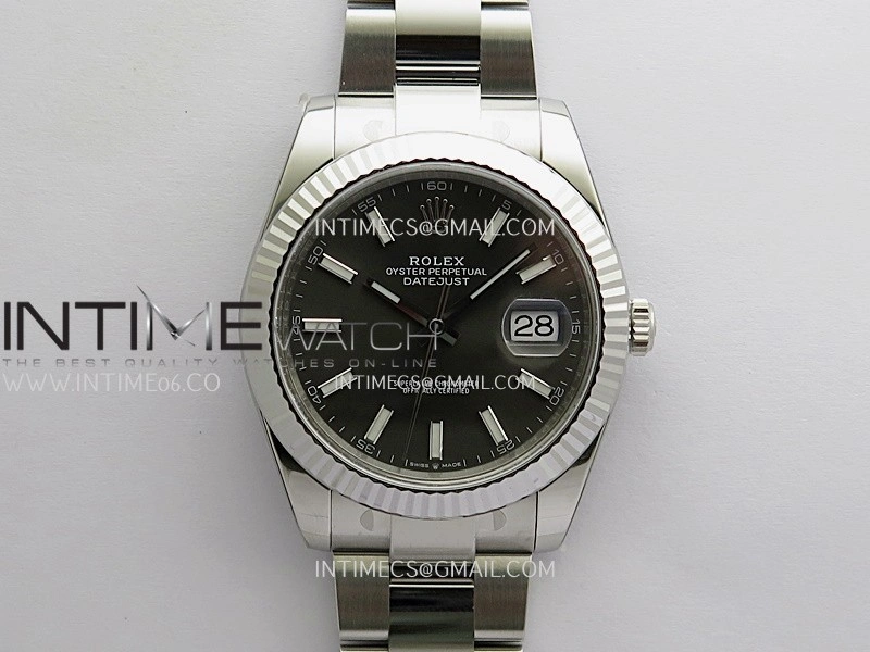 DateJust 41 126334 904L SS VF 1:1 Best Edition Gray Dial Stick Marker On Oyster Bracelet DD3235