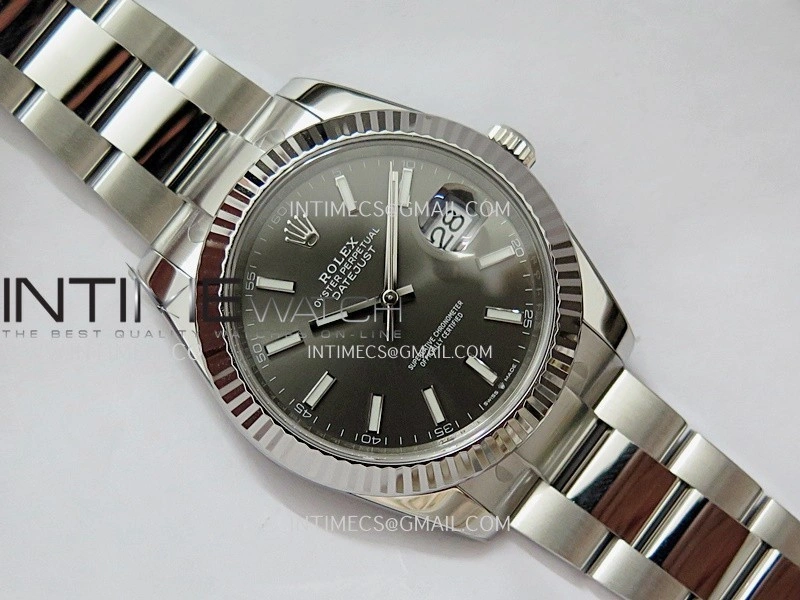 DateJust 41 126334 904L SS VF 1:1 Best Edition Gray Dial Stick Marker On Oyster Bracelet DD3235