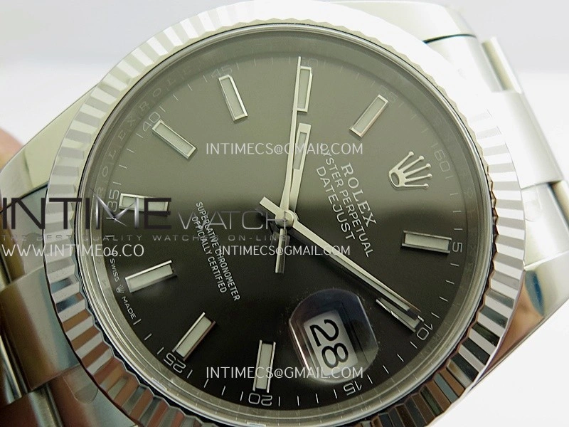 DateJust 41 126334 904L SS VF 1:1 Best Edition Gray Dial Stick Marker On Oyster Bracelet DD3235