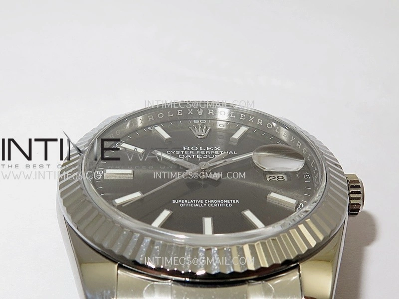 DateJust 41 126334 904L SS VF 1:1 Best Edition Gray Dial Stick Marker On Oyster Bracelet DD3235