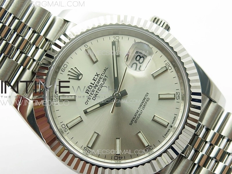 DateJust 41 126334 NTF 1:1 Best Edition 904L Steel Silver Stick Dial on Jubilee Bracelet VR3235