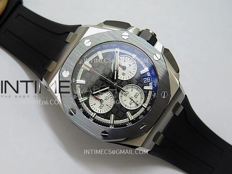 Royal Oak Offshore 43mm 26420 Ceramic Bezel SS DDF 1:1 Black Dial On Black Rubber Strap DD4401 Super Clone