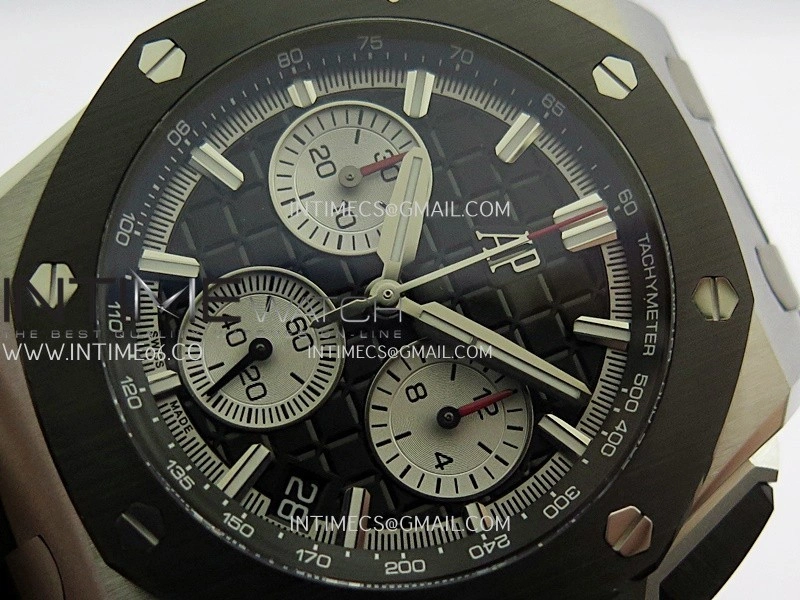 Royal Oak Offshore 43mm 26420 Ceramic Bezel SS DDF 1:1 Black Dial On Black Rubber Strap DD4401 Super Clone