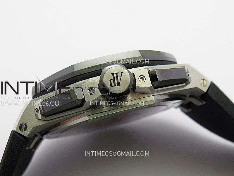 Royal Oak Offshore 43mm 26420 Ceramic Bezel SS DDF 1:1 Black Dial On Black Rubber Strap DD4401 Super Clone