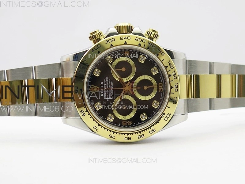 DAYTONA 116503 YG SS APSF BLACK DIAL YG SUBDIAL CRYSTAL MARKERS ON YG SS BRACELET SLIM A7750