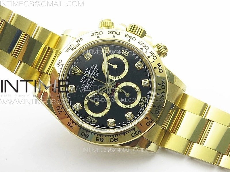 Daytona 116508 YG BTF 1:1 Best Edition 904L SS Case and Bracelet Black Diamonds Dial SA4130