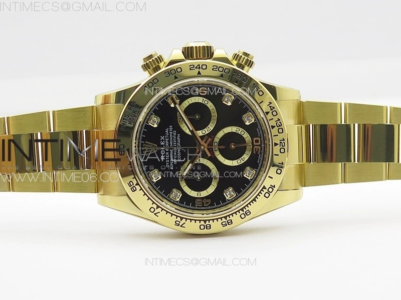 Daytona 116508 YG BTF 1:1 Best Edition 904L SS Case and Bracelet Black Diamonds Dial SA4130