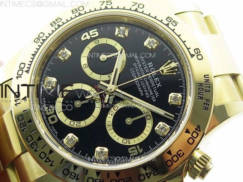 Daytona 116508 YG BTF 1:1 Best Edition 904L SS Case and Bracelet Black Diamonds Dial SA4130
