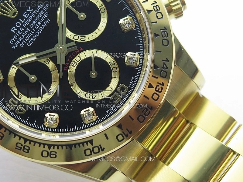 Daytona 116508 YG BTF 1:1 Best Edition 904L SS Case and Bracelet Black Diamonds Dial SA4130