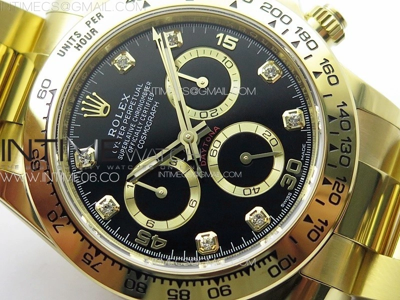 Daytona 116508 YG BTF 1:1 Best Edition 904L SS Case and Bracelet Black Diamonds Dial SA4130