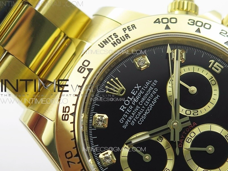 Daytona 116508 YG BTF 1:1 Best Edition 904L SS Case and Bracelet Black Diamonds Dial SA4130