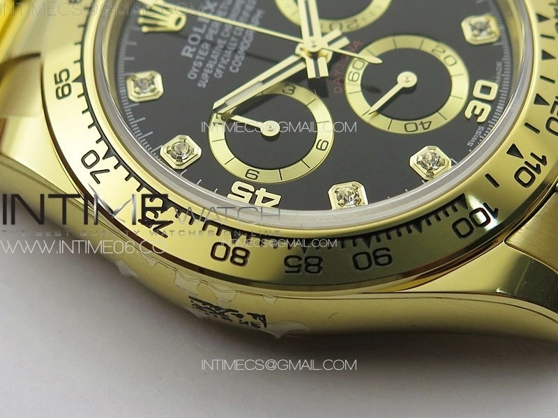 Daytona 116508 YG BTF 1:1 Best Edition 904L SS Case and Bracelet Black Diamonds Dial SA4130