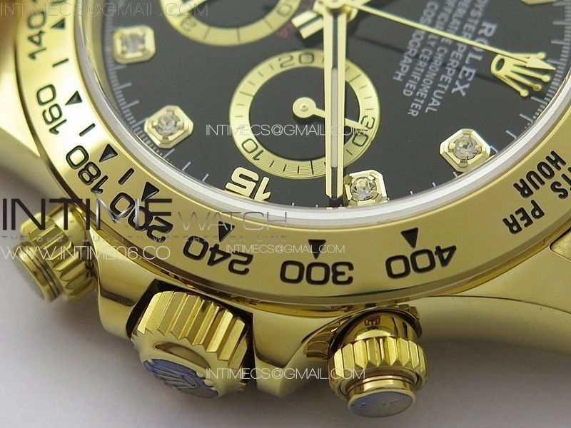 Daytona 116508 YG BTF 1:1 Best Edition 904L SS Case and Bracelet Black Diamonds Dial SA4130