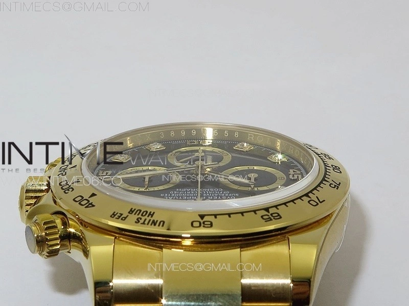 Daytona 116508 YG BTF 1:1 Best Edition 904L SS Case and Bracelet Black Diamonds Dial SA4130