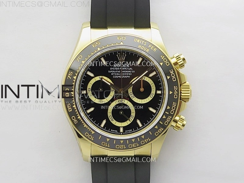 Daytona 126518 904L YG QF Best Edition Black Dial Black Subdial on Oysterflex Strap SA4131