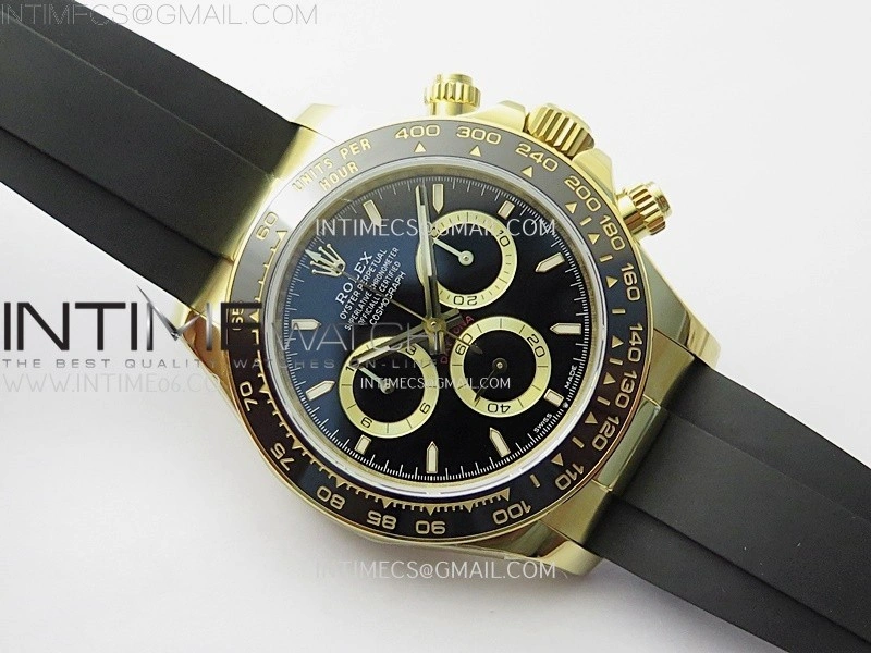 Daytona 126518 904L YG QF Best Edition Black Dial Black Subdial on Oysterflex Strap SA4131