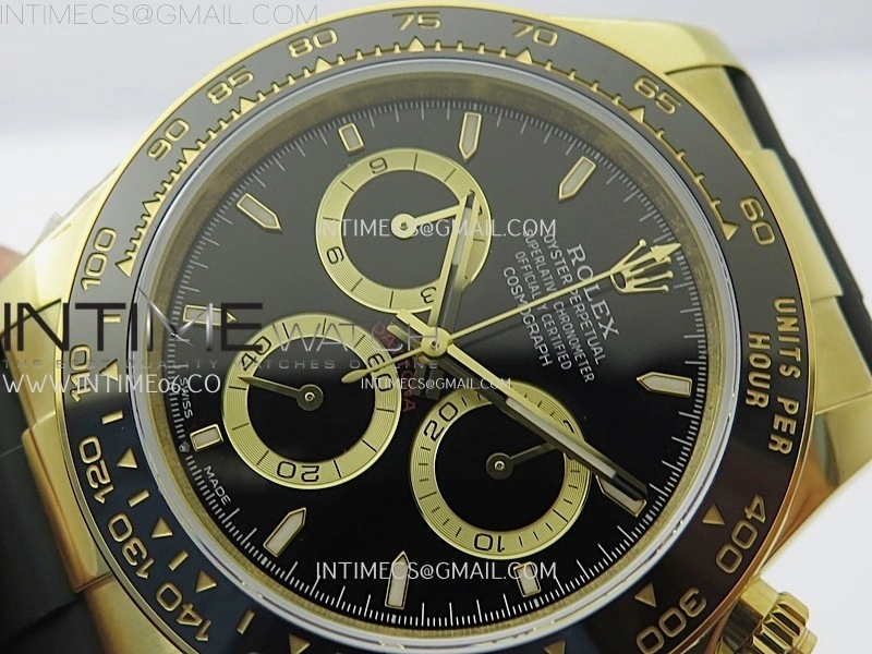 Daytona 126518 904L YG QF Best Edition Black Dial Black Subdial on Oysterflex Strap SA4131