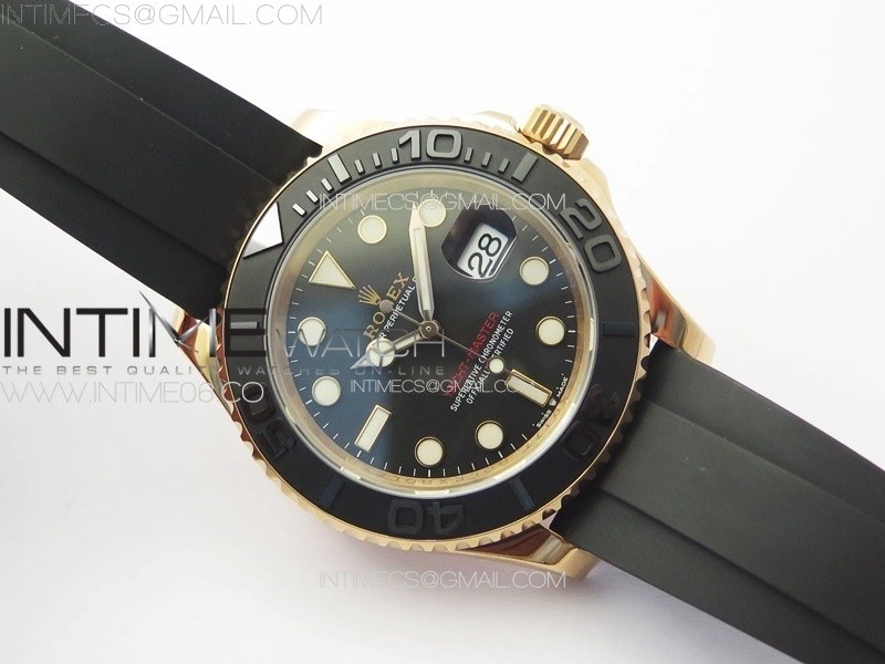 Yacht-Master 126655 RG VSF 1:1 Best Edition Black Ceramic Bezel on Oysterflex Rubber Strap VS3235