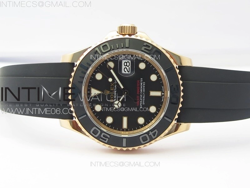 Yacht-Master 126655 RG VSF 1:1 Best Edition Black Ceramic Bezel on Oysterflex Rubber Strap VS3235