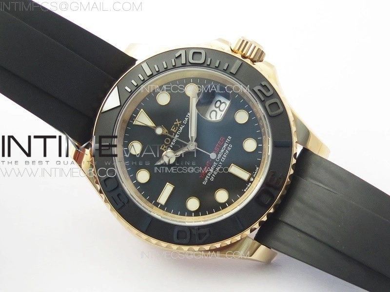 Yacht-Master 126655 RG C+F 1:1 Best Edition Black Ceramic Bezel on Oysterflex Rubber Strap VR3235
