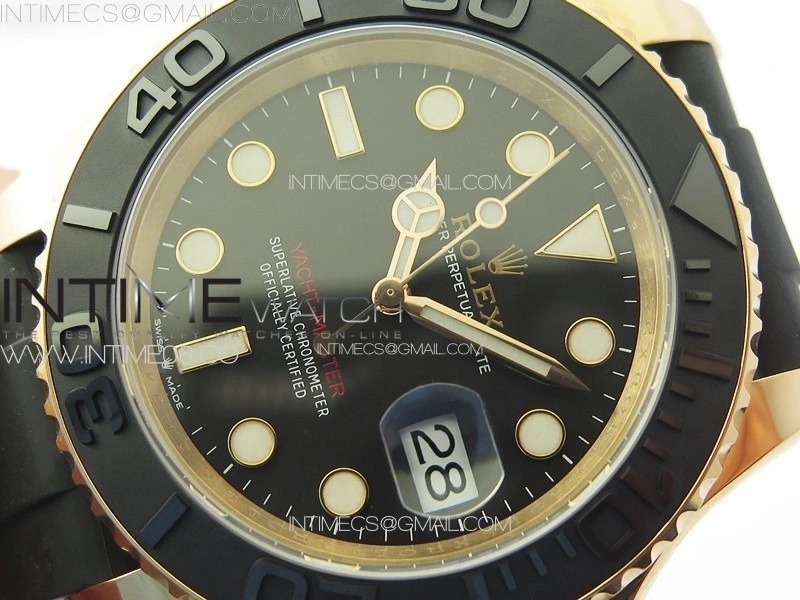 Yacht-Master 126655 RG C+F 1:1 Best Edition Black Ceramic Bezel on Oysterflex Rubber Strap VR3235