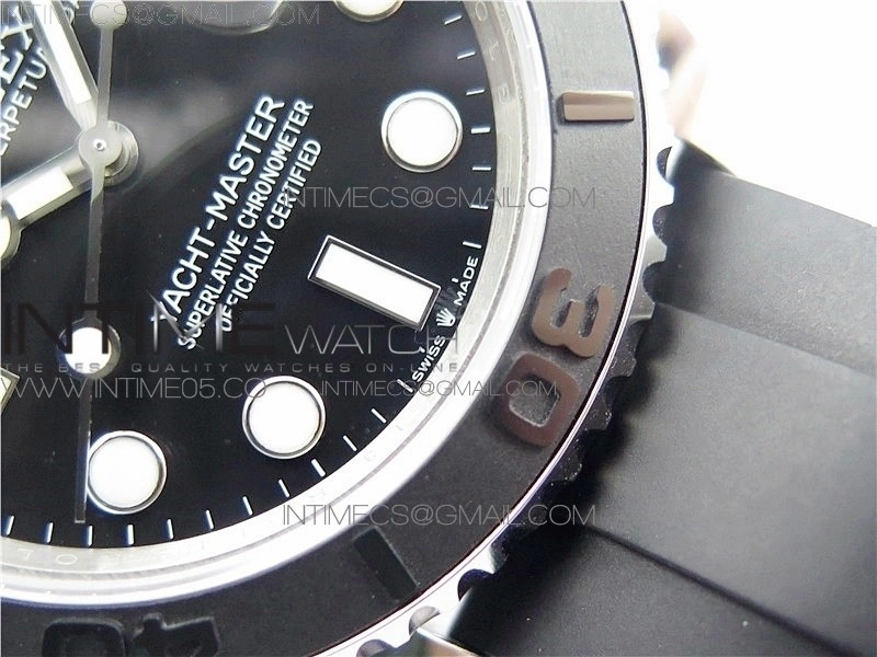 Yacht-Master 42mm 226659 316L BP 1:1 Best Edition 3D Black Ceramic Bezel on Black Rubber Strap SA3235