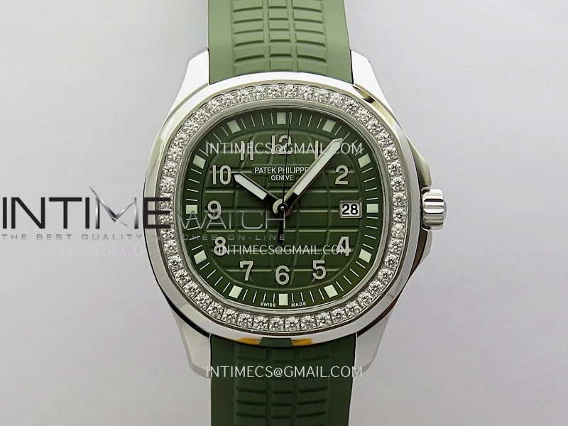 Aquanaut 5267 SS PPF 1:1 Best Edition Green Textured Dial On Green Rubber Strap Ronda Quartz