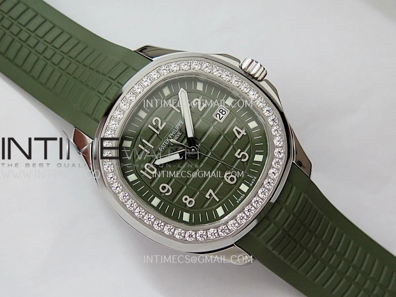 Aquanaut 5267 SS PPF 1:1 Best Edition Green Textured Dial On Green Rubber Strap Ronda Quartz