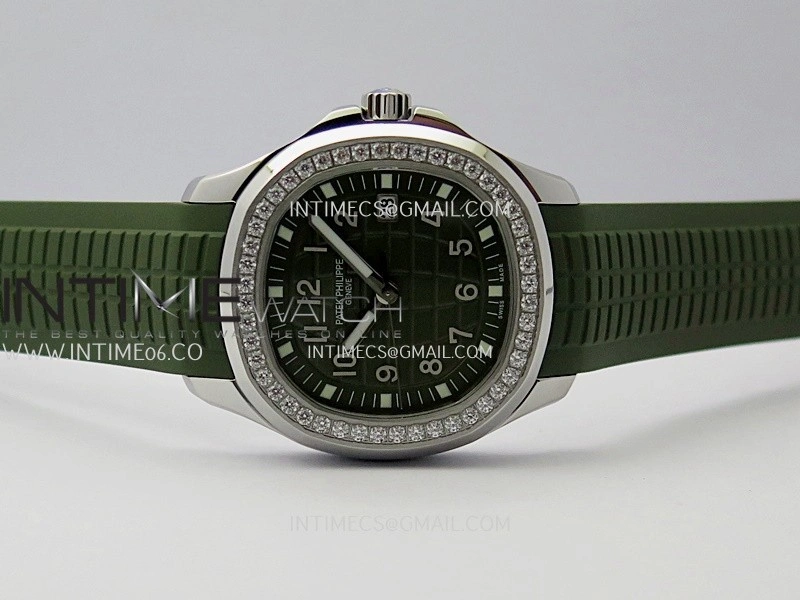 Aquanaut 5267 SS PPF 1:1 Best Edition Green Textured Dial On Green Rubber Strap Ronda Quartz