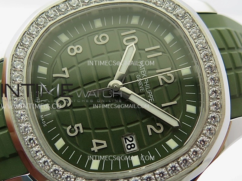 Aquanaut 5267 SS PPF 1:1 Best Edition Green Textured Dial On Green Rubber Strap Ronda Quartz