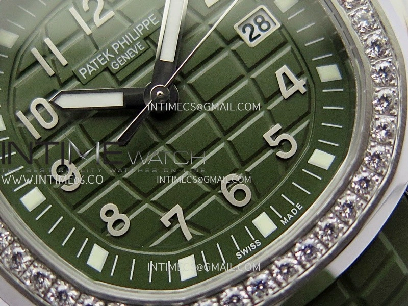 Aquanaut 5267 SS PPF 1:1 Best Edition Green Textured Dial On Green Rubber Strap Ronda Quartz