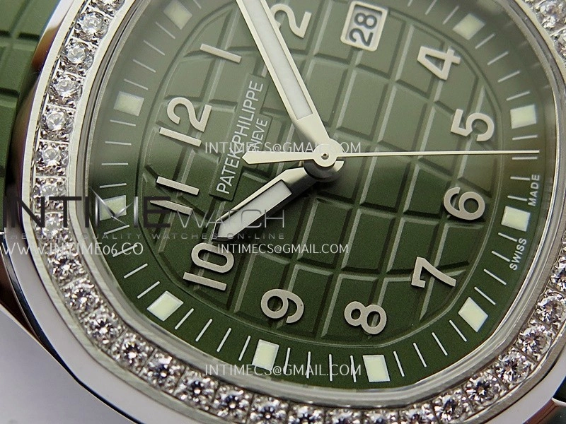 Aquanaut 5267 SS PPF 1:1 Best Edition Green Textured Dial On Green Rubber Strap Ronda Quartz