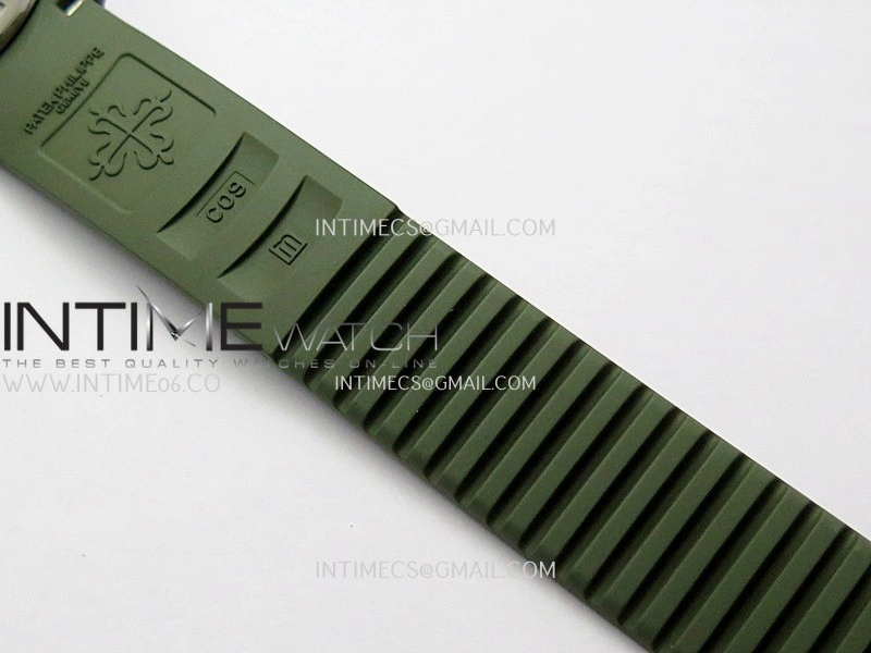 Aquanaut 5267 SS PPF 1:1 Best Edition Green Textured Dial On Green Rubber Strap Ronda Quartz