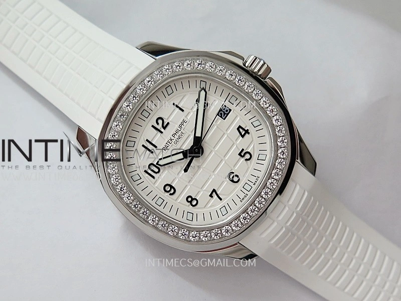 Aquanaut 5267 SS PPF 1:1 Best Edition White Textured Dial On White Rubber Strap Ronda Quartz