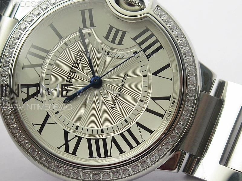 Ballon Bleu 36mm Diamons Bezel SS 3KF 1:1 Best Edition White Textured Dial on SS Bracelet A076