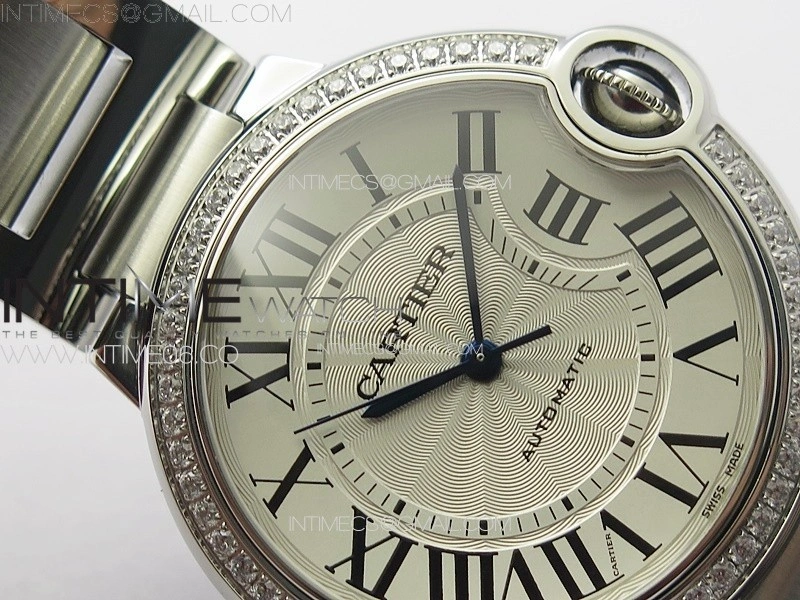 Ballon Bleu 36mm Diamons Bezel SS 3KF 1:1 Best Edition White Textured Dial on SS Bracelet A076