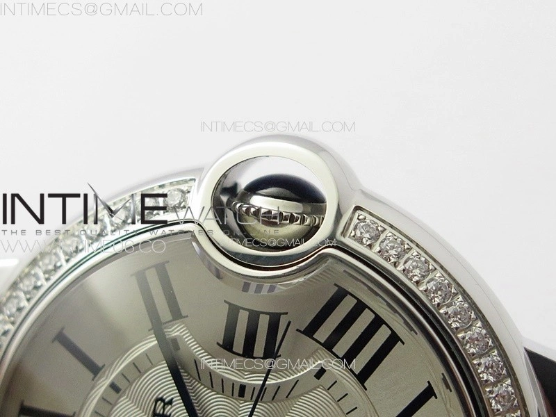 Ballon Bleu 36mm Diamons Bezel SS 3KF 1:1 Best Edition White Textured Dial on SS Bracelet A076