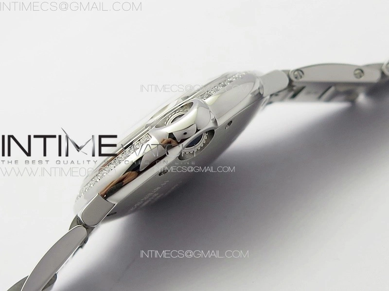 Ballon Bleu 36mm Diamons Bezel SS 3KF 1:1 Best Edition White Textured Dial on SS Bracelet A076